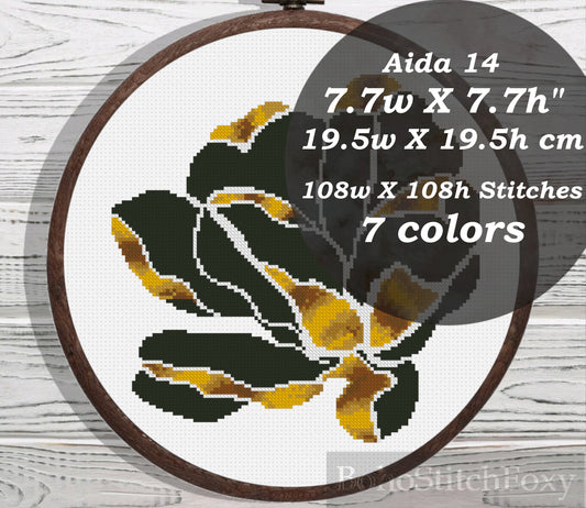 Black and gold flower cross stitch pattern