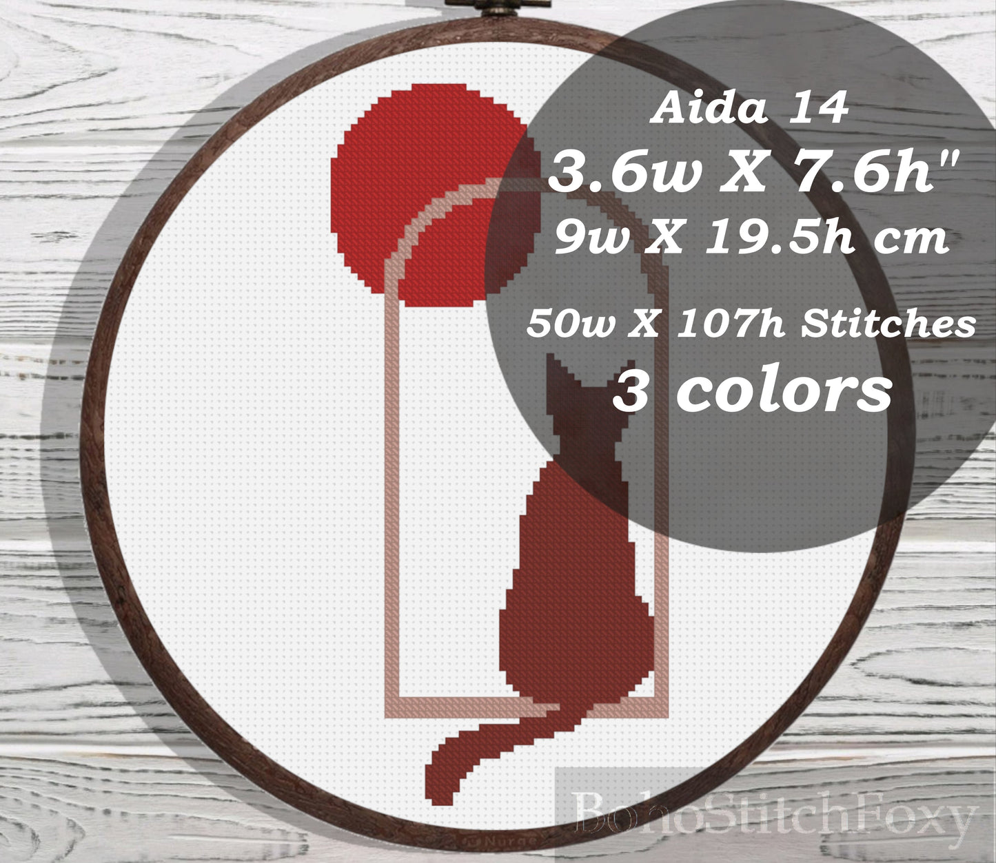 Boho Cat Full Moon cross stitch pattern