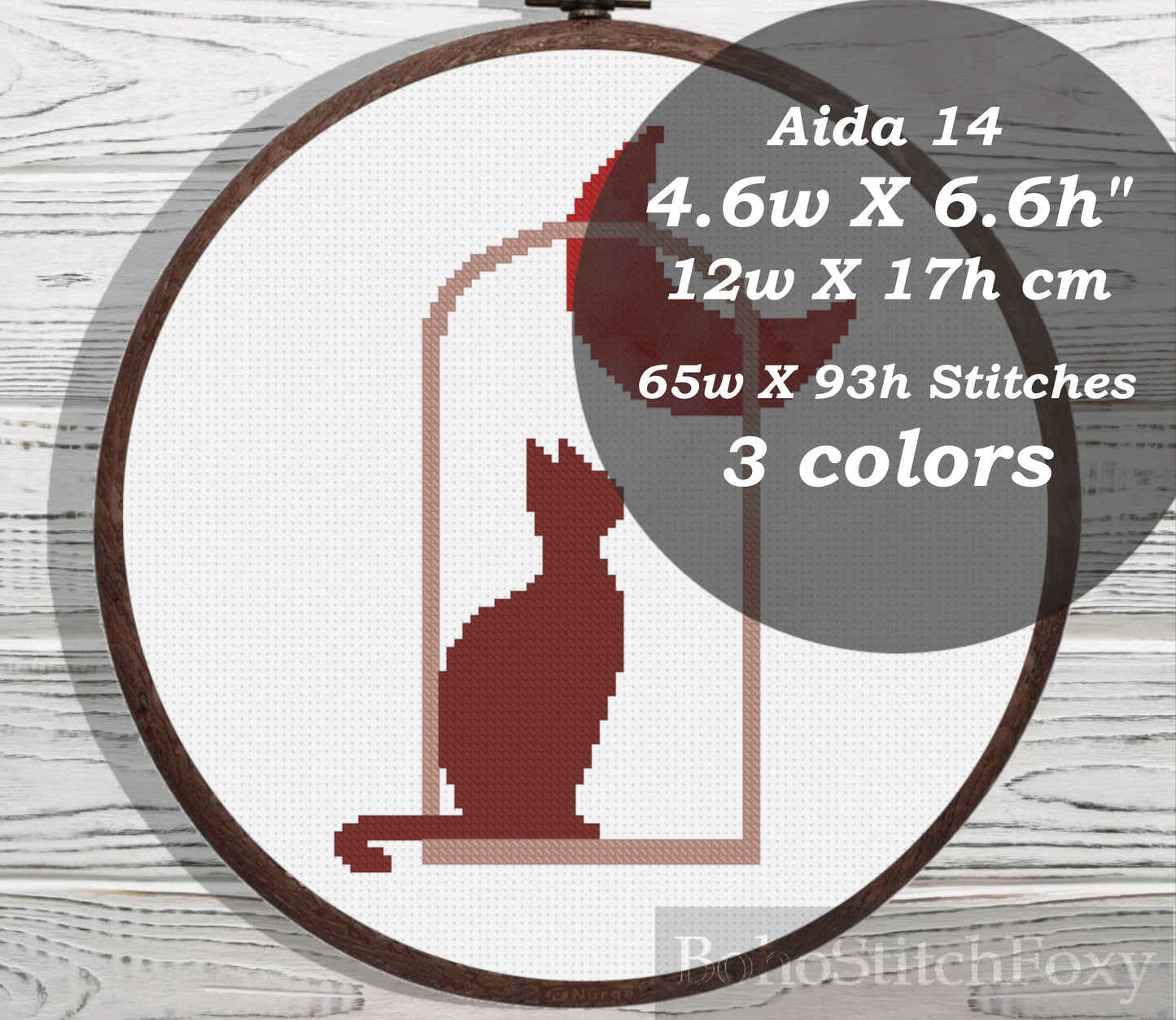 Boho Cat Moon cross stitch pattern