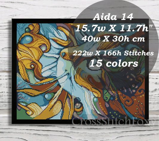 Boho Cat counted cross stitch pattern