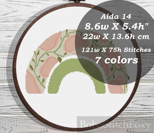 Boho Floral Rainbow cross stitch pattern