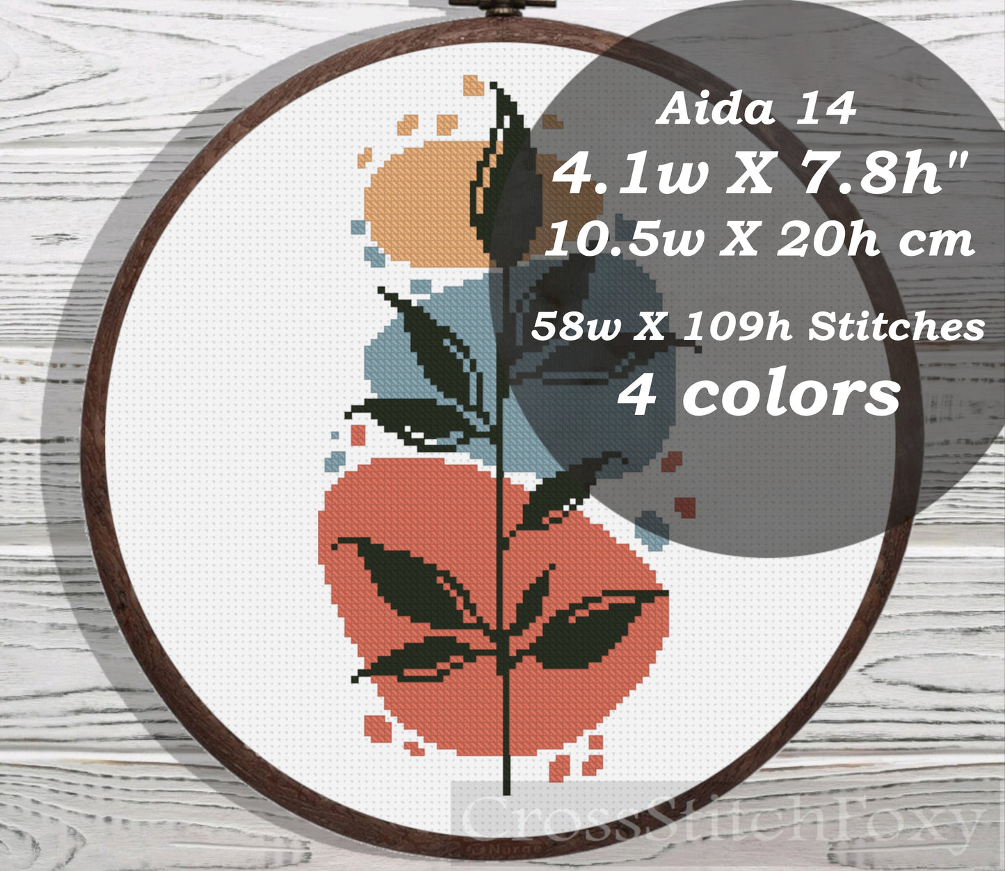 Boho Leaves Geometric cross stitch pattern