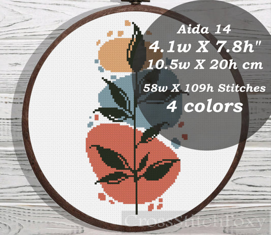 Boho Leaves Geometric cross stitch pattern