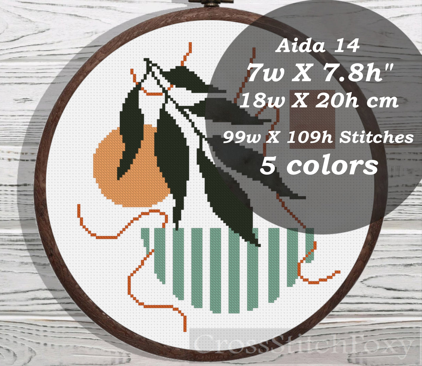 Boho Leaves Geometric cross stitch pattern
