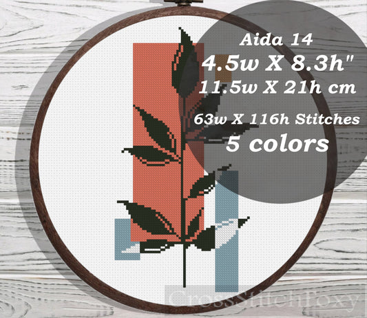 Boho Leaves Geometric cross stitch pattern