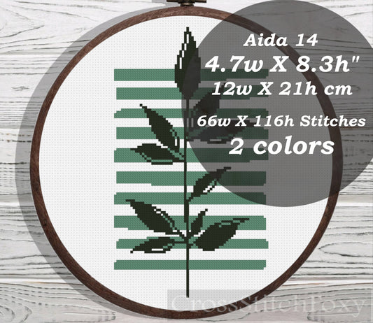 Boho Leaves Geometric cross stitch pattern