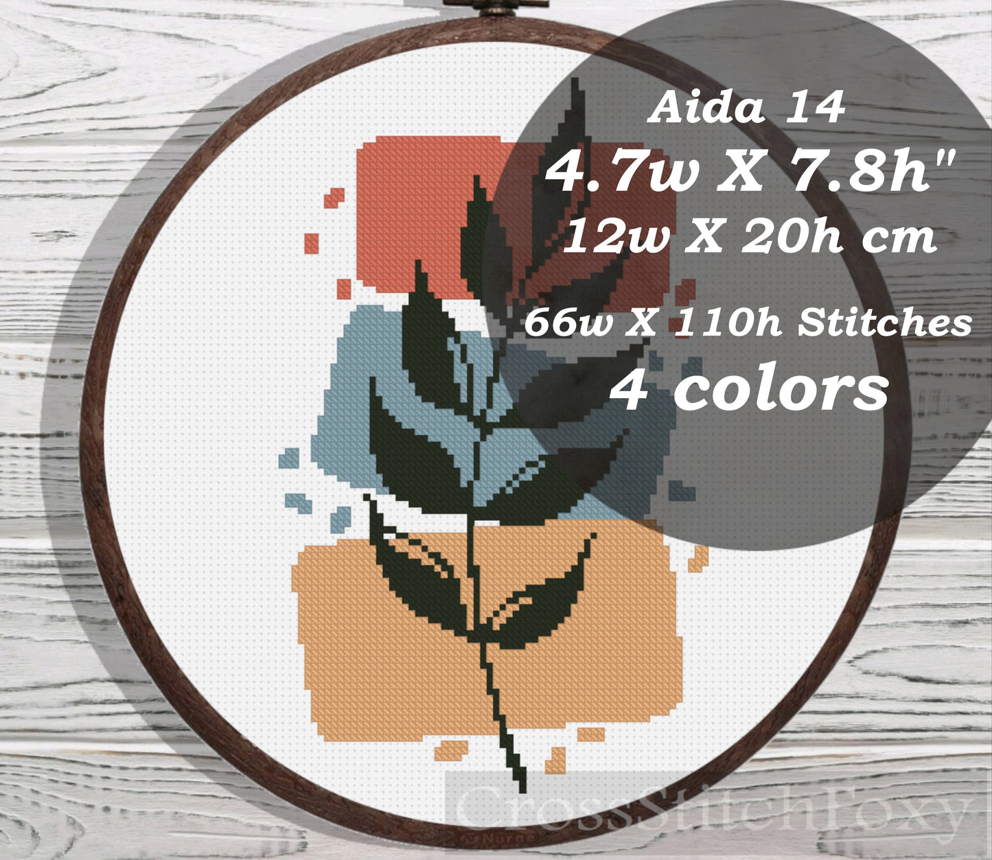 Boho Leaves Geometric cross stitch pattern