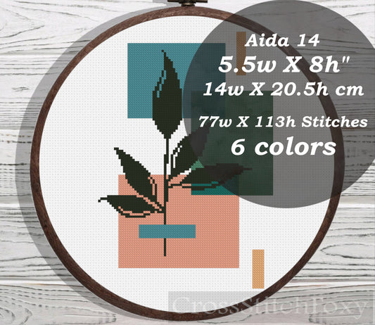 Boho Leaves Geometric cross stitch pattern