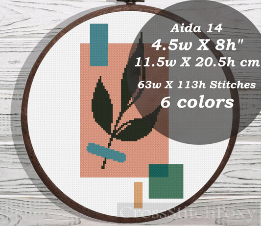 Boho Leaves Geometric cross stitch pattern