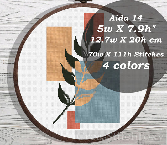 Boho Leaves Geometric cross stitch pattern