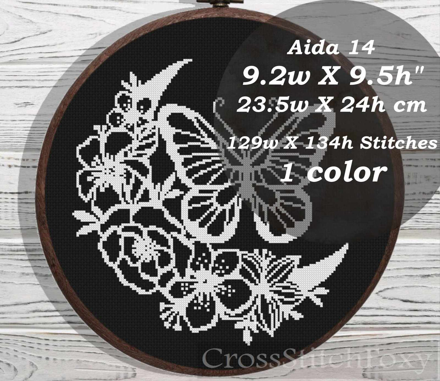 Boho Moon Butterfly cross stitch pattern