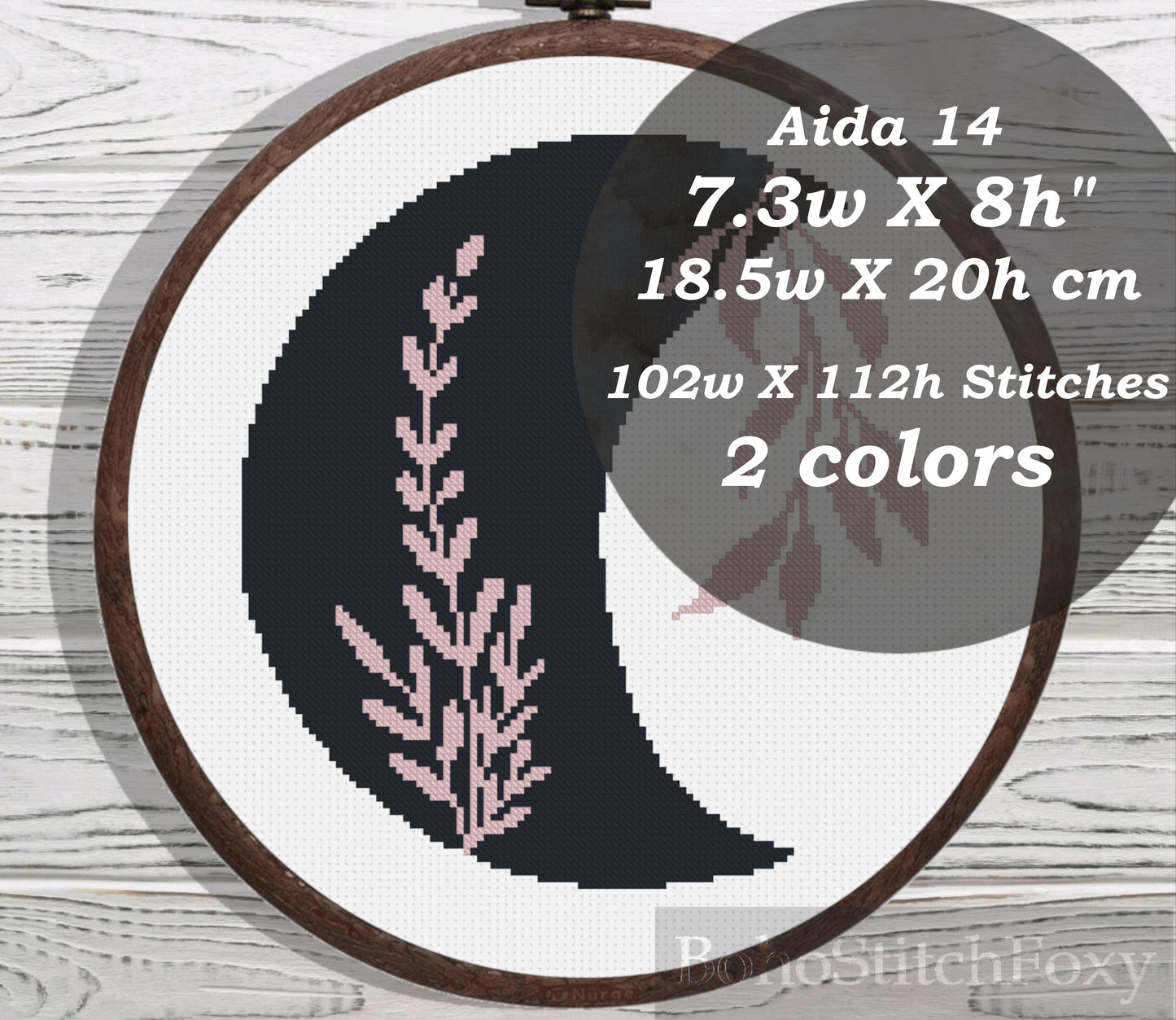 Boho Moon Phases Flower cross stitch pattern