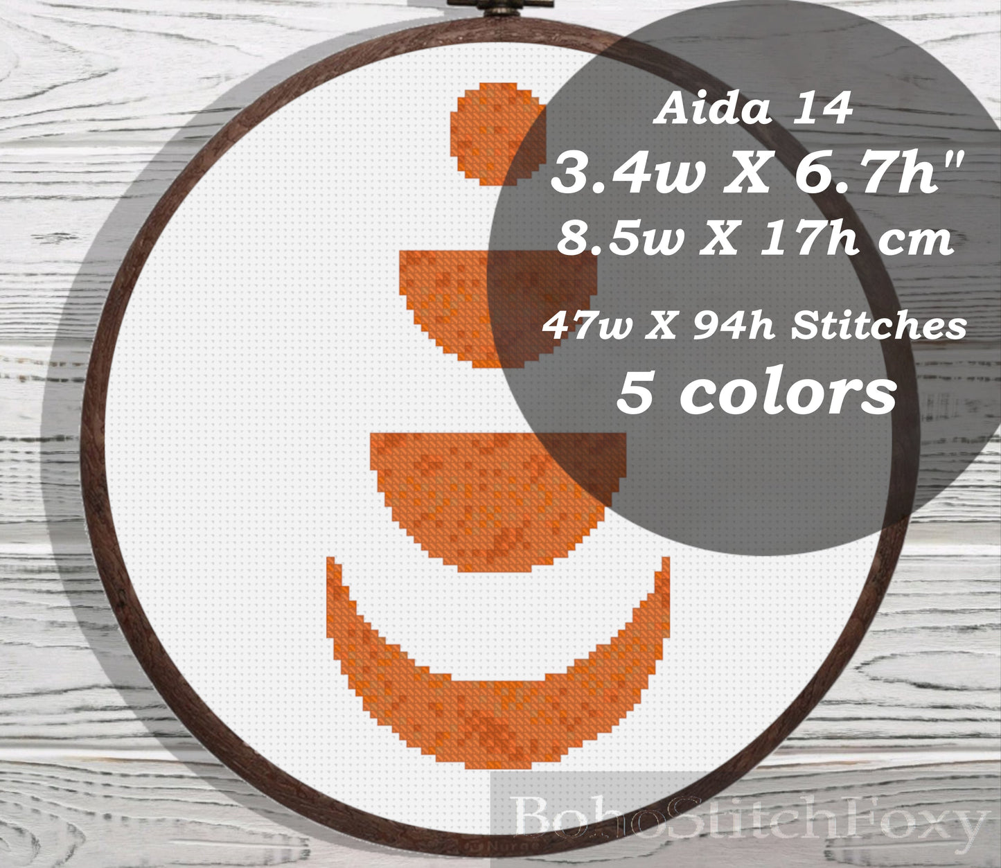 Boho Moon Phases cross stitch pattern