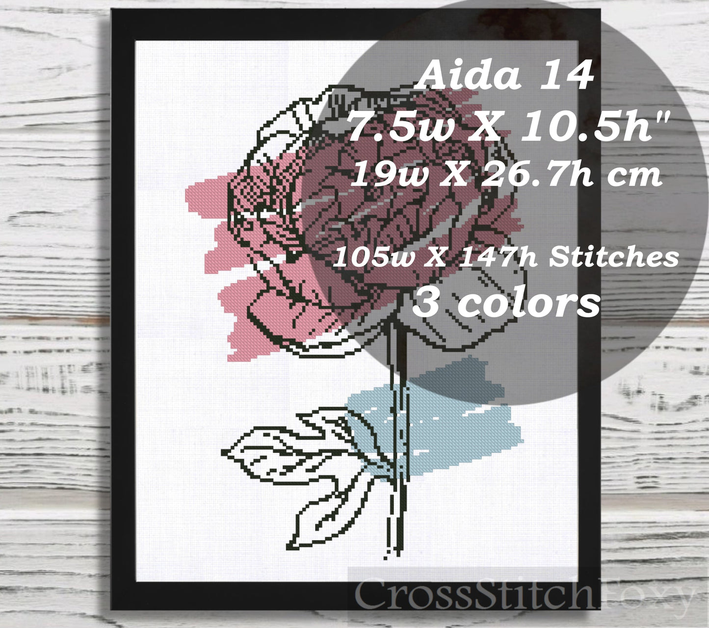 Boho Peony Flower cross stitch pattern