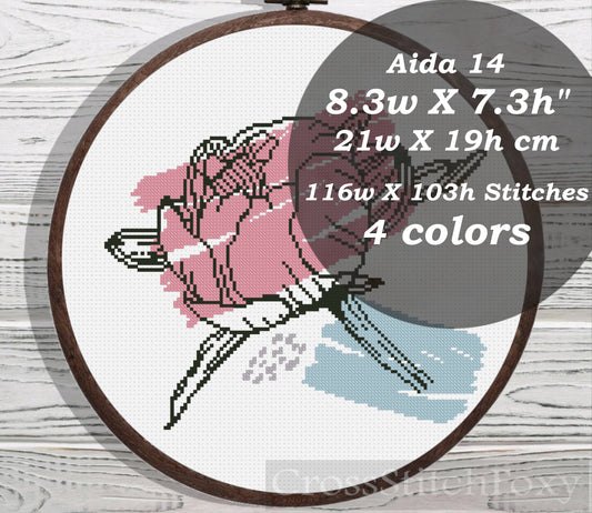 Boho Peony Flower cross stitch pattern