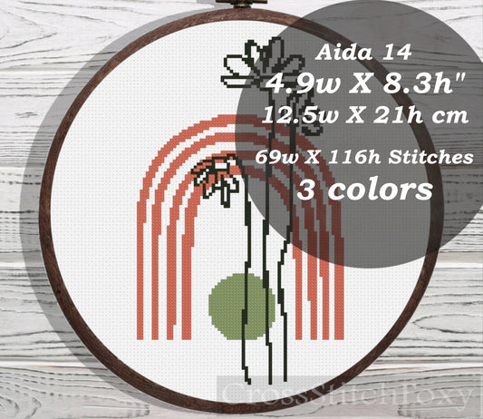 Boho Rainbow Flower cross stitch pattern