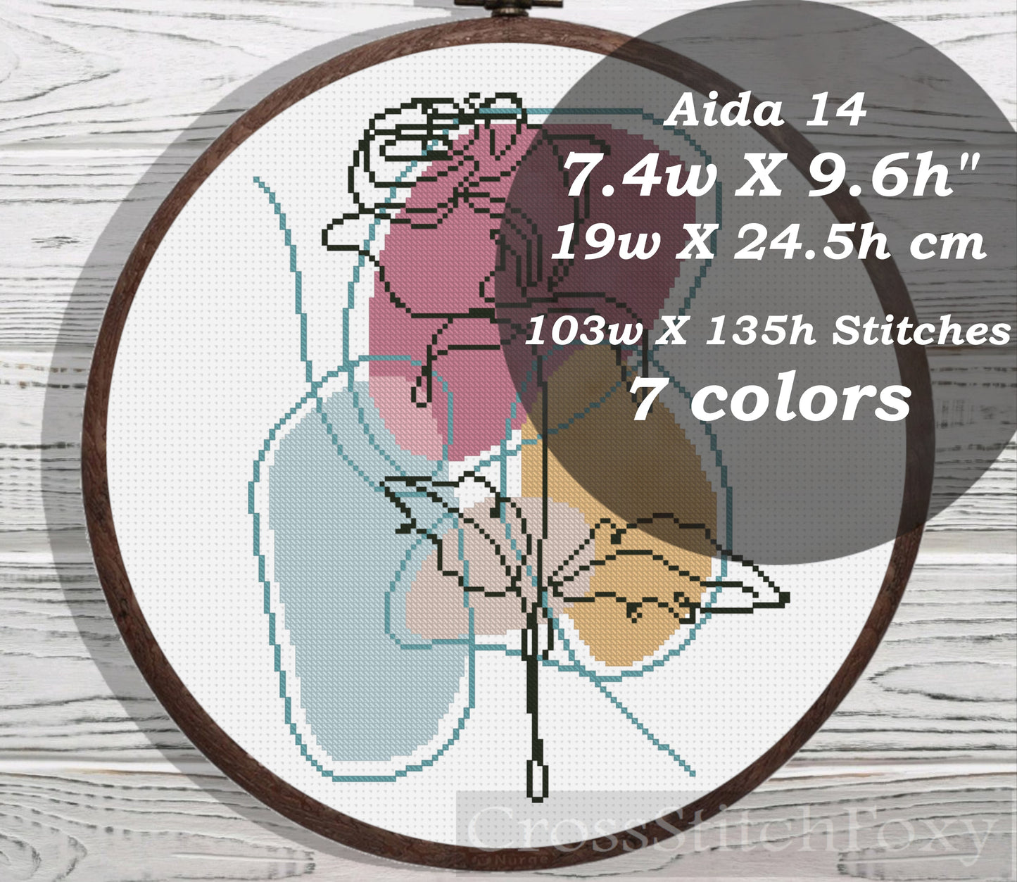 Boho Rose Flower cross stitch pattern