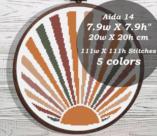 Boho Sun cross stitch pattern