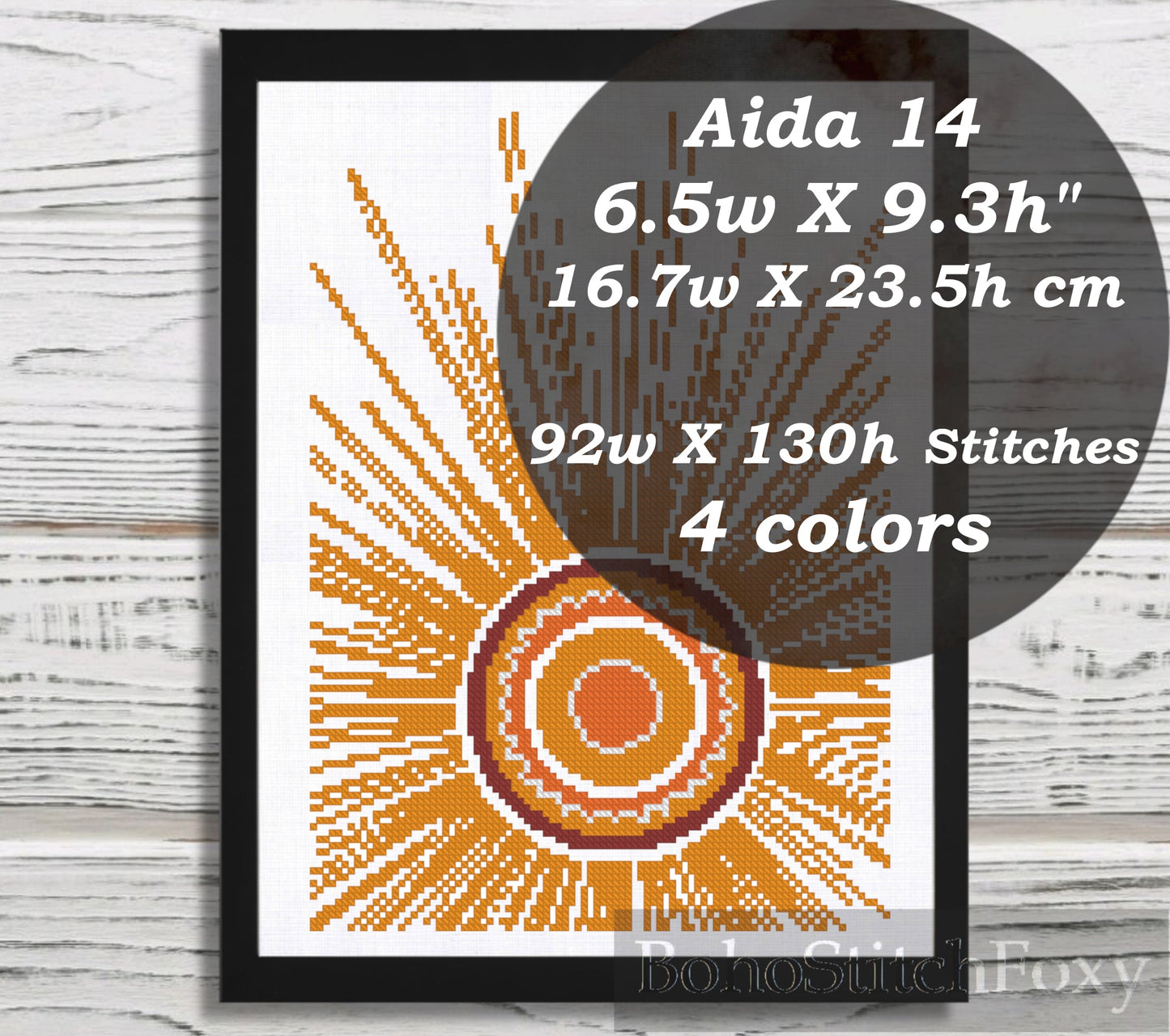 Boho Sun cross stitch pattern