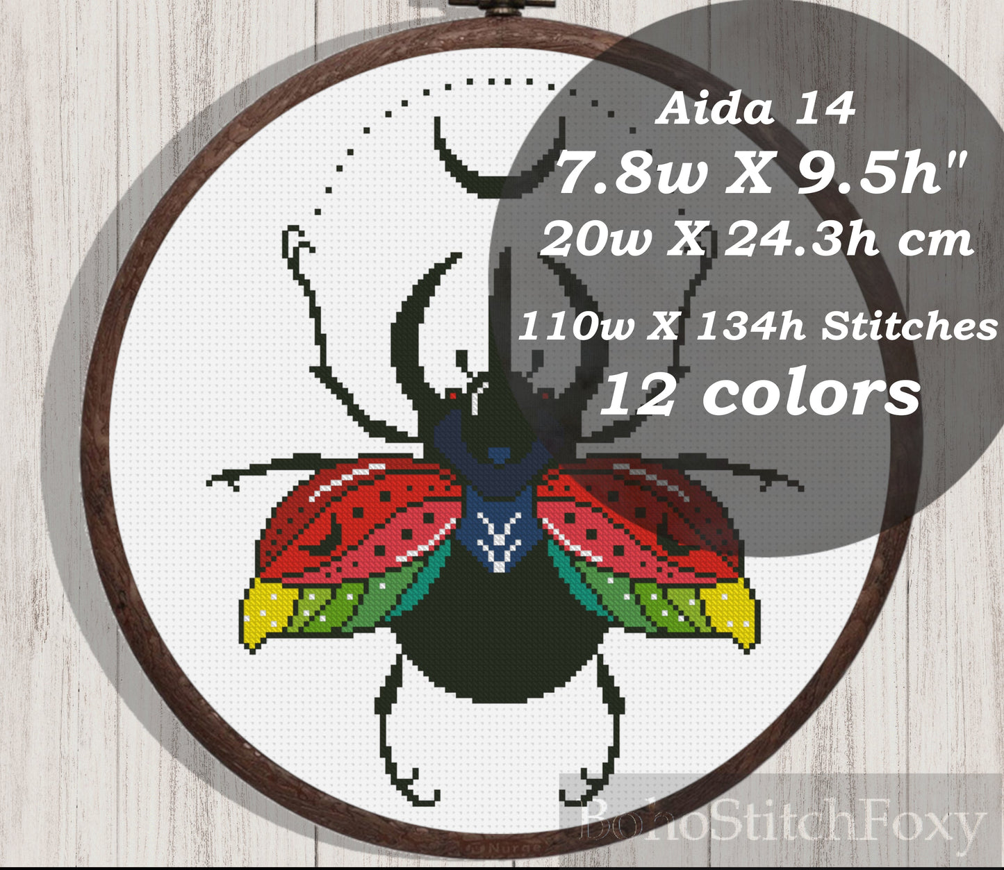 Boho bug cross stitch pattern
