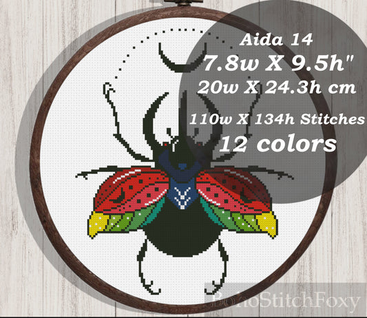 Boho bug cross stitch pattern