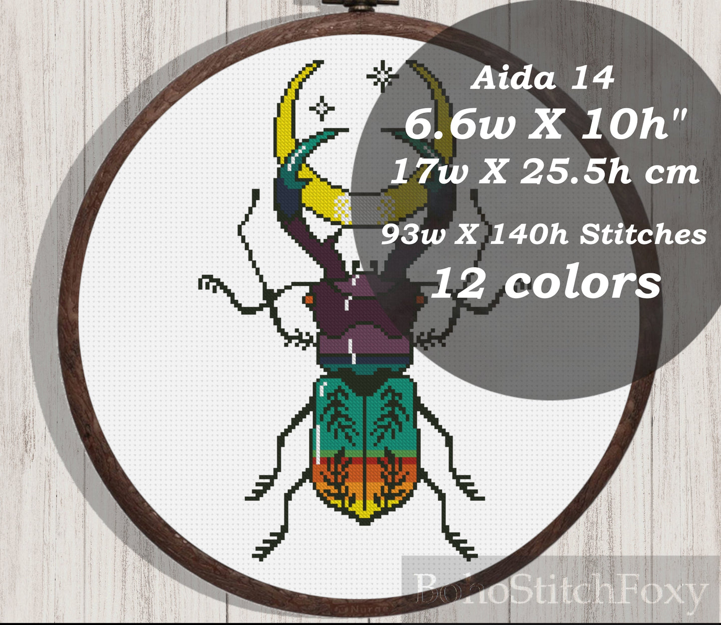 Boho bug cross stitch pattern