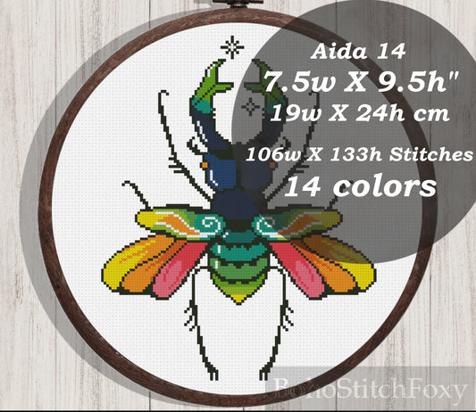 Boho bug cross stitch pattern