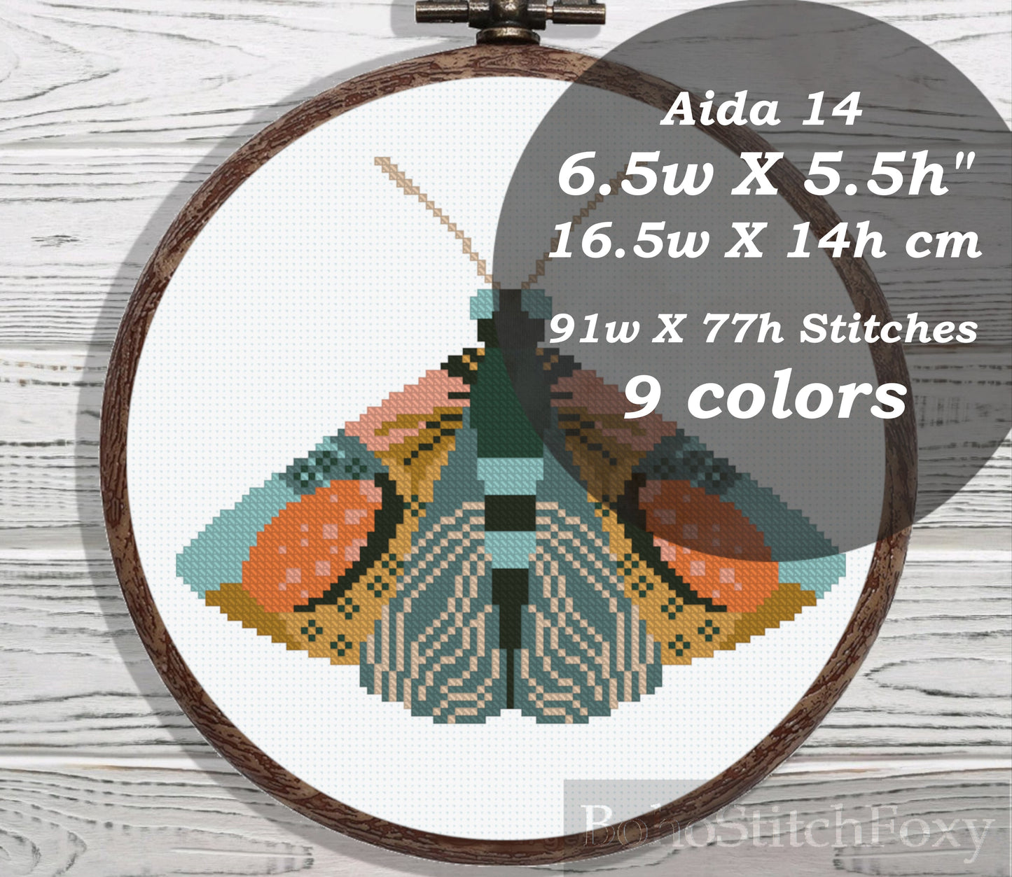 Boho butterfly cross stitch pattern