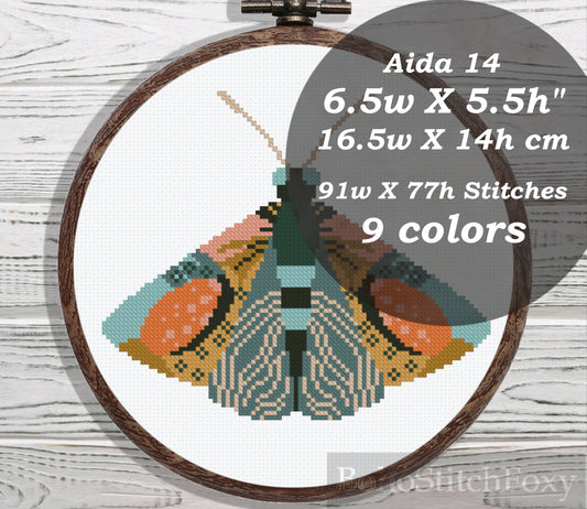 Boho butterfly cross stitch pattern