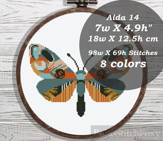Boho butterfly cross stitch pattern