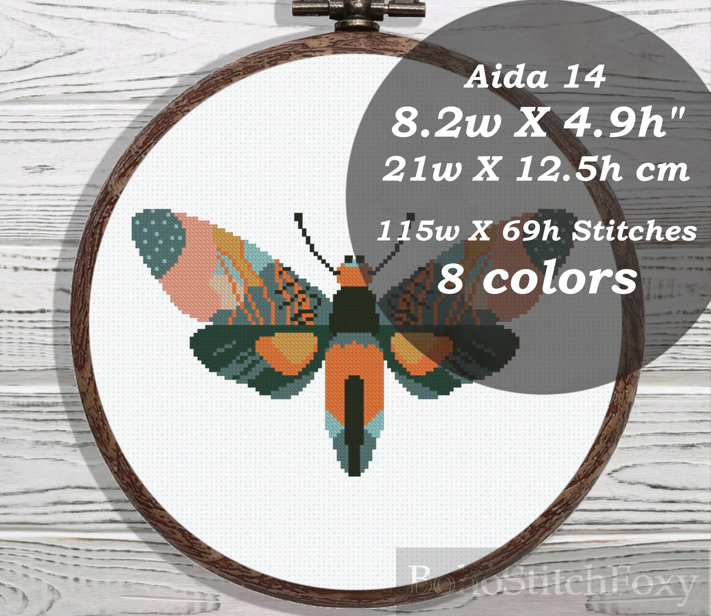 Boho butterfly cross stitch pattern