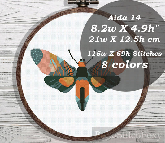 Boho butterfly cross stitch pattern