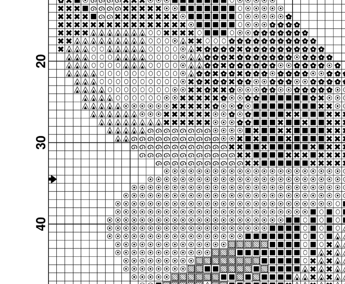 Boho butterfly cross stitch pattern