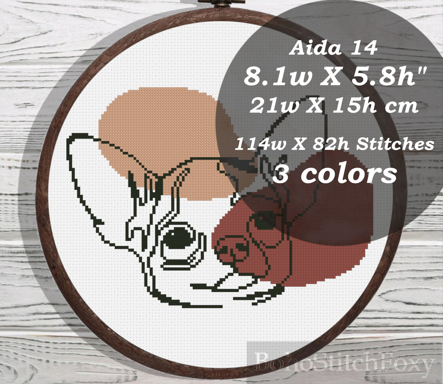 Boho dog portrait cross stitch pattern