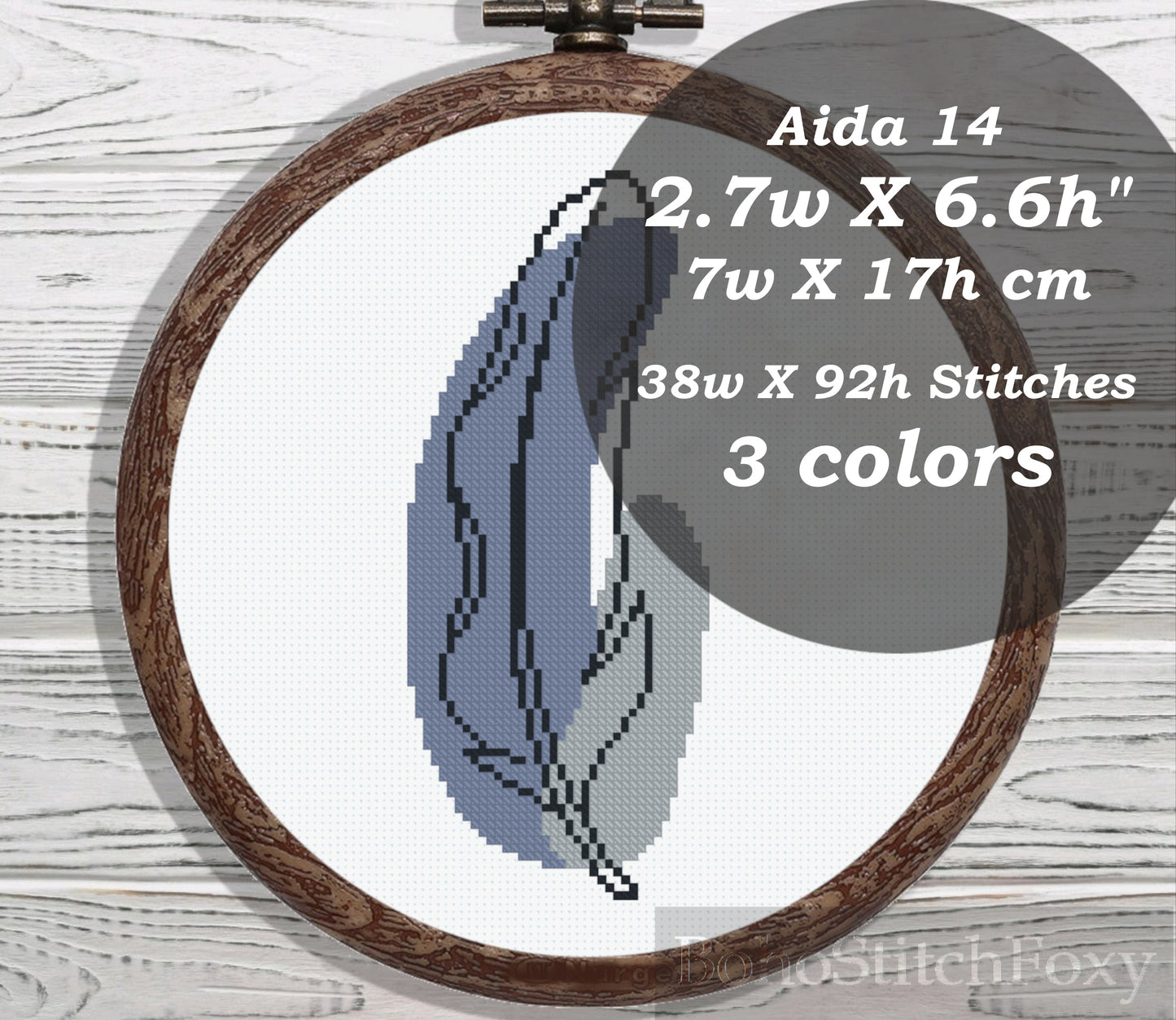 Boho feather cross stitch pattern