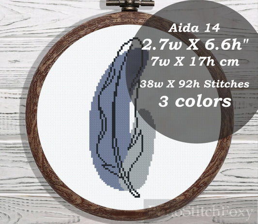 Boho feather cross stitch pattern