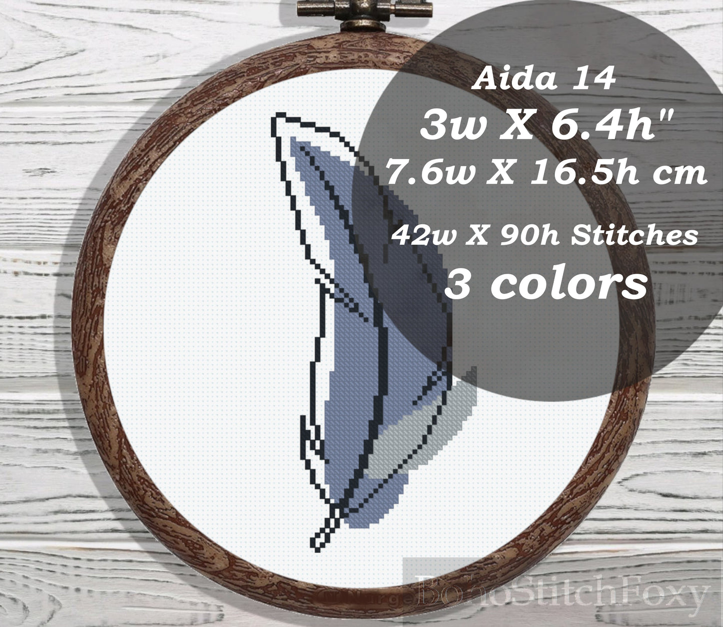 Boho feather cross stitch pattern