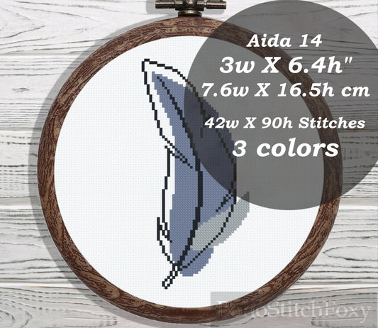 Boho feather cross stitch pattern