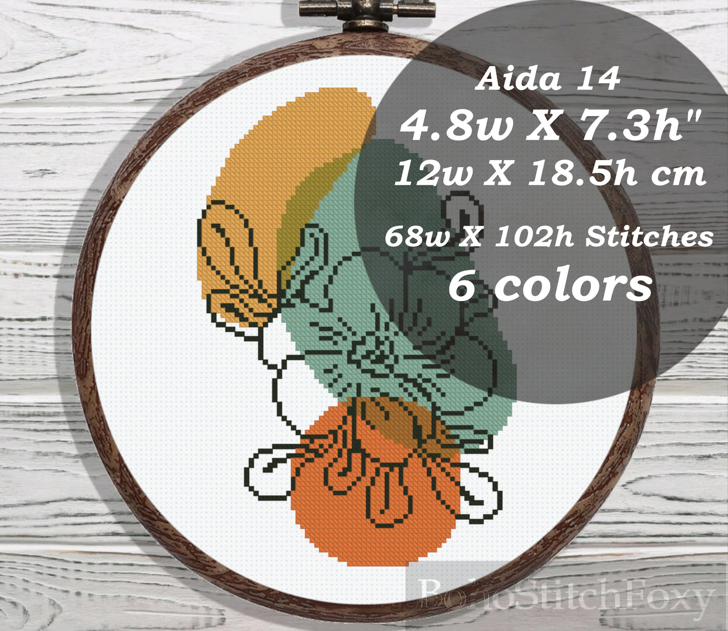 Boho flower abstract cross stitch pattern