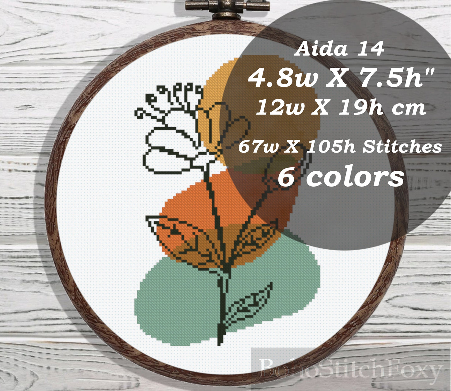 Boho flower abstract cross stitch pattern