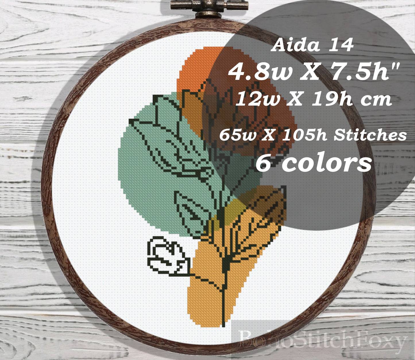 Boho flower abstract cross stitch pattern