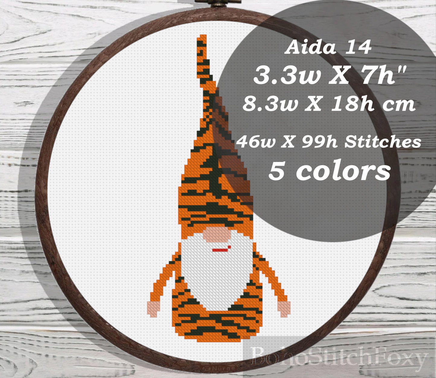 Boho gnome cross stitch pattern