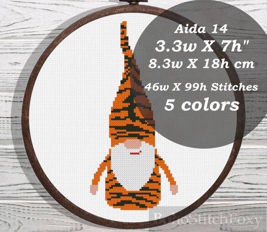 Boho gnome cross stitch pattern