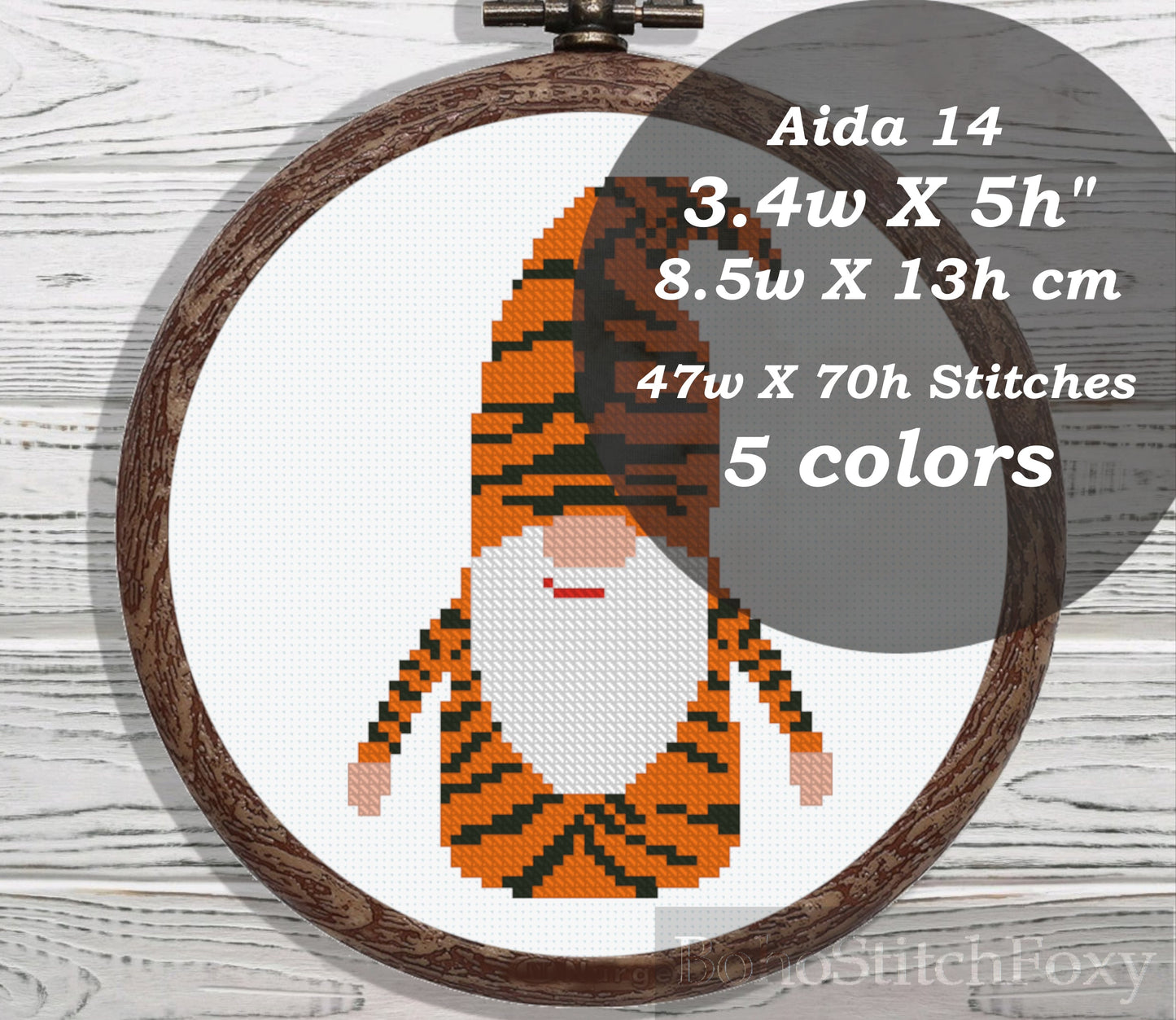 Boho gnome cross stitch pattern