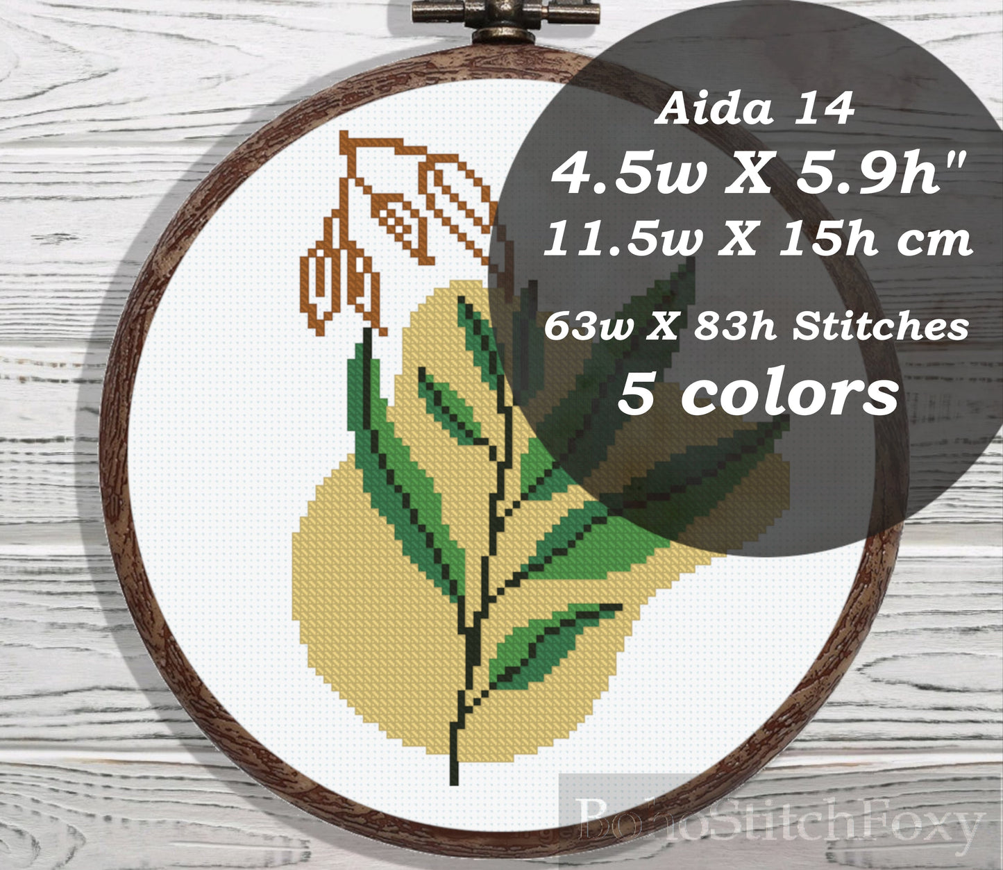 Boho green leaves cross stitch pattern