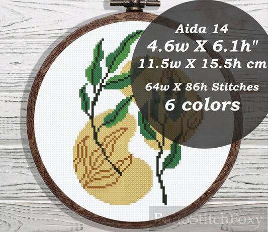 Boho green leaves cross stitch pattern