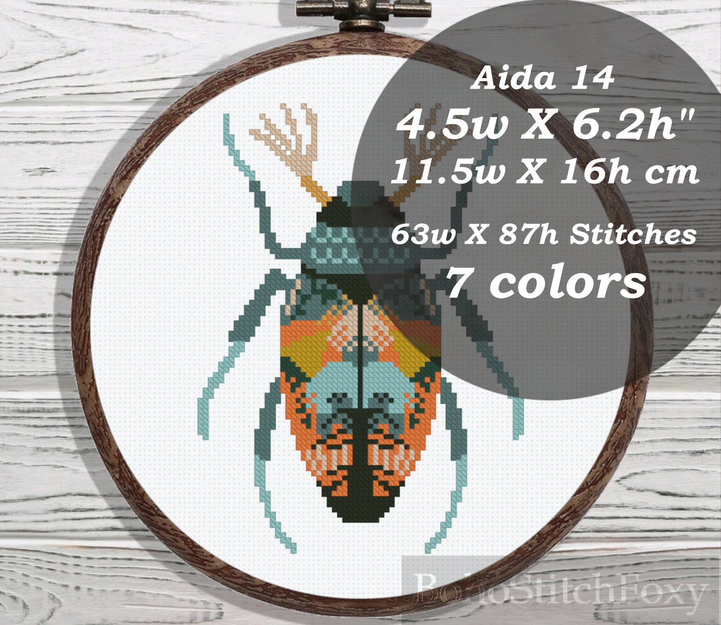Boho insect cross stitch pattern