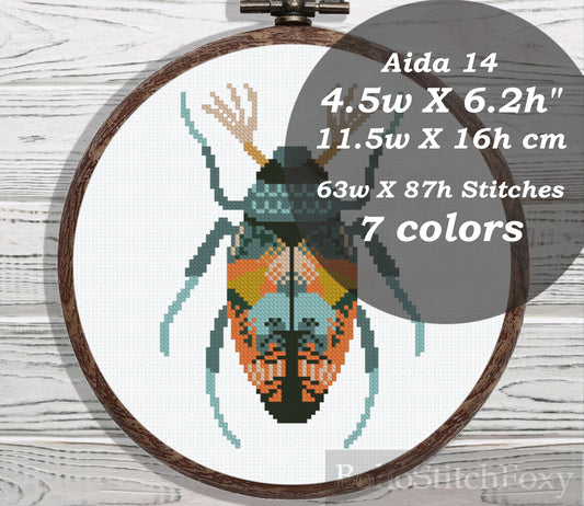 Boho insect cross stitch pattern