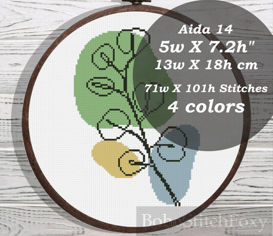 Boho leaf cross stitch pattern