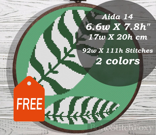 Boho leaves cross stitch pattern